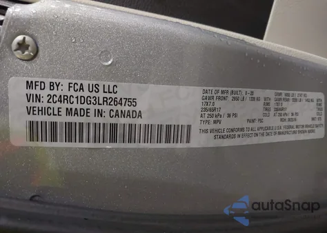 2020 Chrysler Voyager Lxi из США, поврежденный, VIN 2C4RC1DG3LR264755